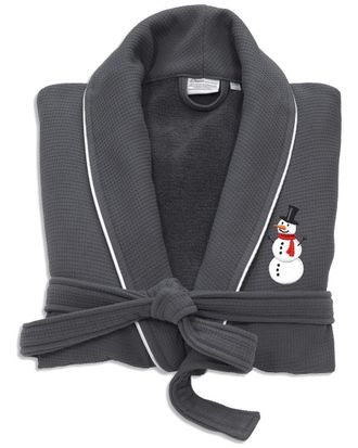 Linum Home Textiles Waffle Terry Embroidered Holiday Bath Robe