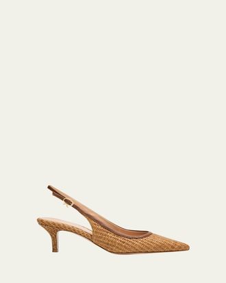 Gianvito Rossi Marbella Raffia Slingback Pumps