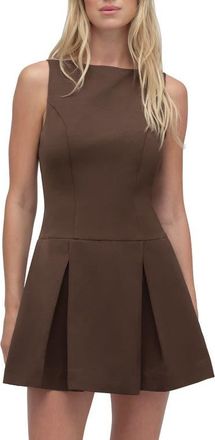 Favorite Daughter x Nobody Wants This Anything Can Happen Pleated Minidress in Espresso at Nordstrom, Size 12