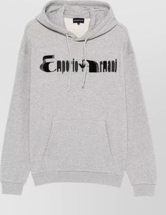 Emporio Armani logo cotton hoodie drawstring hood kangaroo pocket