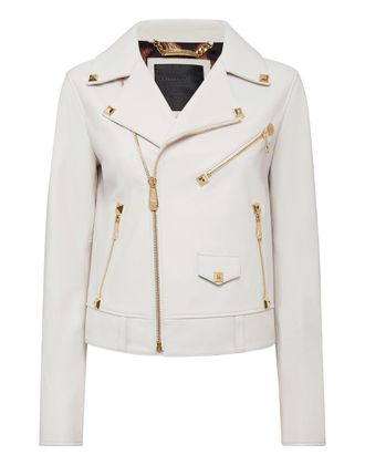 Philipp Plein Leather Biker Studs