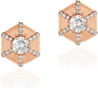 Goshwara Queen Hexagon Stud Earrings in Clear at Nordstrom