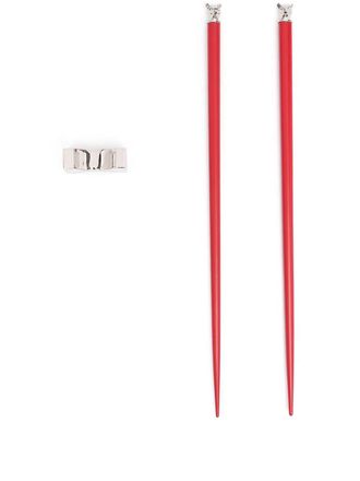 Shanghai Tang Year of the Pig Chinese Zodiac chopsticks - unisex - Wood/Brass - OS - Red