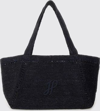 Patou Borsa Patou in rafia crochet con logo ricamato