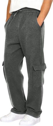 Generic Mens Fleece Lined Cargo Joggers Winter Thermal Scruffs Workwear Trousers Elastic Waist Drawstring Sweatpants Multi-Pocket Wide Leg Pants Heavy Duty Ca