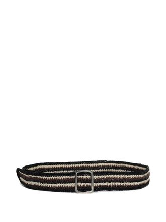 The Row Ara striped buckle belt - Black