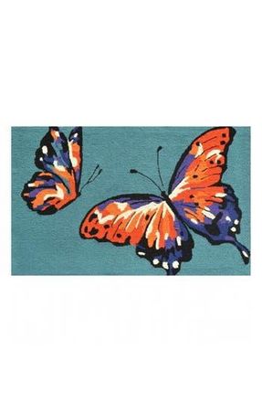 R16 Home Butterfly Indoor/Outdoor Doormat in Teal Multi at Nordstrom Rack