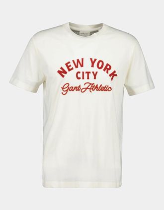 GANT Mens GANT Mens Logo Graphic Short Sleeve T-Shirt - 130 Cream - White - Size: 42