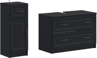 vidaXL Juego De Gabinete De Ba&ntilde;o De 2 Piezas Utrecht Negro Vidaxl