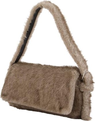 Alexander Wang Womens Ricco Slim Flap Shoulder Bag - Alexander Wang Leather Grey Cowhide Shoulder-Hobo-Bags