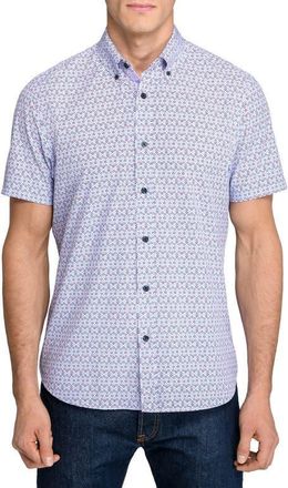 ConStruct Slim Fit Circle Geo Performance Short Sleeve Shirt in Blue Purple at Nordstrom, Size Xx-Large