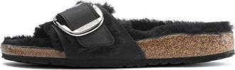 Birkenstock (WMNS) Birkenstock Madrid Big Buckle Shearling Oiled Leather Narrow Fit Sandals Black 1020136