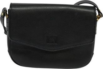 Burberry Nova Check Black Leather Shoulder Bag (Pre-Owned)