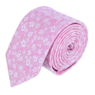 Trafalgar Store Hanami Cherry Blossom Burst Linen Blend Novelty Necktie in Pink at Nordstrom