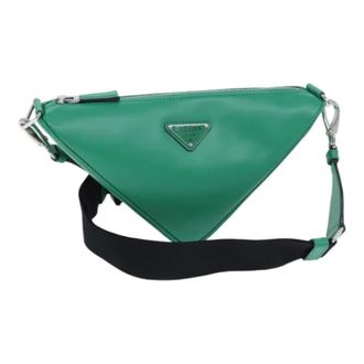 Prada Pre-owned Cross Body Bags, female, Green, Size: ONE SIZE Pre-owned Nylon Cross Body Bag