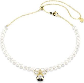 Swarovski Idyllia Bee Pendant Faux Pearl Choker Necklace in Gold/Multi at Nordstrom
