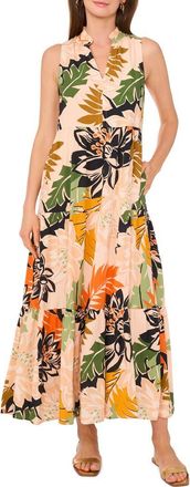 Vince Camuto Floral Sleeveless Tiered Maxi Dress in Multi at Nordstrom, Size X-Large