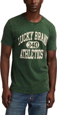 Lucky Brand Athletics Flocked Logo Graphic T-Shirt in Dark Green at Nordstrom, Size Xx-Large