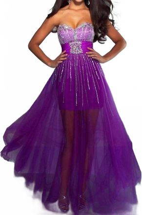 Mac Duggal Strapless Gown In Purple
