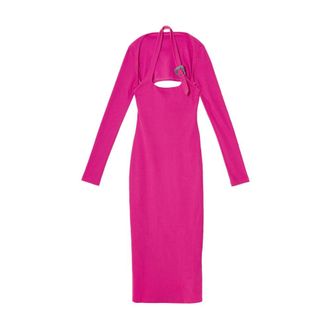 Versace Jeans Couture Midi Dresses, female, Pink, Size: XS Abito Lungo Fibbia