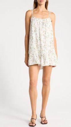 Abound Cotton Gauze Minidress in Grey- Ivory Hidden Veg Toile at Nordstrom Rack, Size X-Small