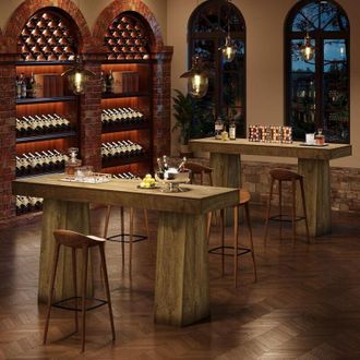 Tribesigns Tribesigns 63-Inch Bar Height Table, Wood Rustic Counter Height Rectangular Home Bar with Thickened Tabletop and Sturdy Base for Kitchen, Dining