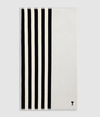 Ami Serviette Little Ami De Coeur Stripes Noir Blanc Creme