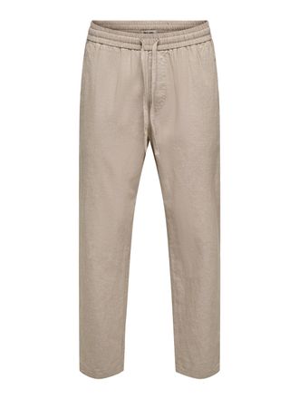 Only & Sons Stoffhose ONLY & SONS ONSLINUS CROP 0007 COT LIN PNT NOOS, Herren, Gr. XXL, N-Gr, coriander detail:two tone (wei&szlig;), Web, Obermaterial: 75% Baumwolle, 