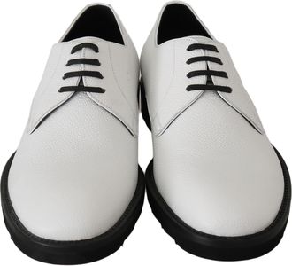 Dolce & Gabbana Mens White Leather Derby Dress Formal Shoes