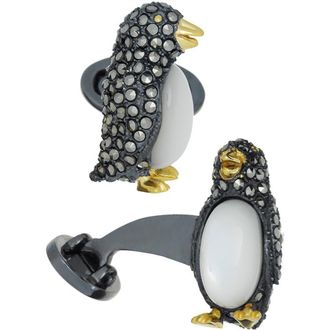Jan Leslie Penguin Marcasite, Mother of Pearl Sterling Cufflinks in Black/white at Nordstrom