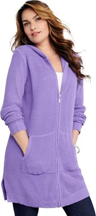 Roaman's Waffle Mega Length Zip Hoodie in Vintage Lavender at Nordstrom, Size 28