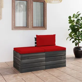 vidaXL 2 Pcs Conjunto De Paletas Con Cojines De Pino Masivos