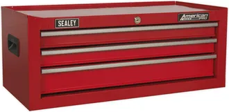Loops 670 x 315 x 255mm RED 3 Drawer MID-BOX Tool Chest Lockable Storage Unit Cabinet