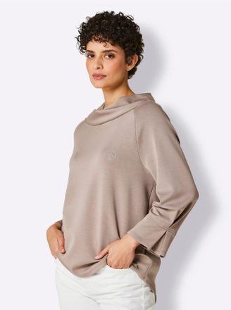 Cr&eacute;ation L Sweatshirt CREATION L PREMIUM, Damen, Gr. 44, grau (taupe), 50% Modal, 44% Polyester, 6% Elasthan, unifarben, Sweatshirts Sweatshirt