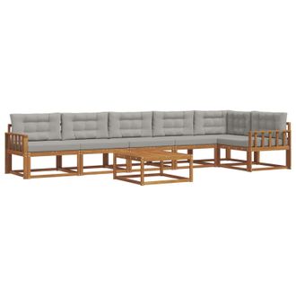 vidaXL Conjunto De Sof&aacute;s De Exterior 7 Pcs Gris Natural Y Claro Vidaxl