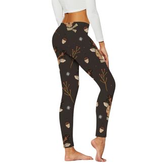 Generic Christmas Printed Yoga Pants Festive Shaping Workout Leggings for Holiday-219 Brown