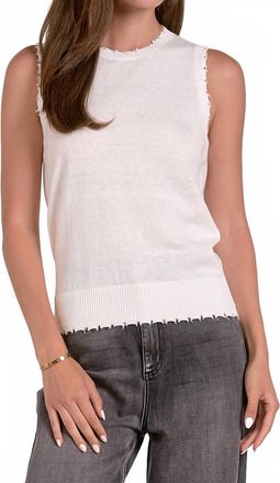 Elan Sleeveless Distressed Top In White