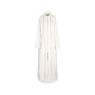 Roberto Cavalli Parkas, female, White, Size: S Hooded Coat with Wall Print