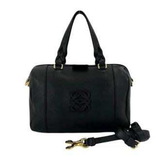 Loewe Pre-owned Leather 2way Boston Bag - Dames - Pre-owned - Zwart - Maat: ONE Size Leer