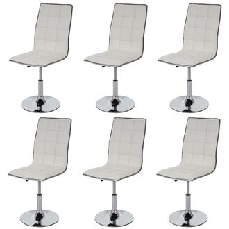 Hhg [nunca Usado] Juego De 6 Sillas De Comedor Hhg-834, Silla De Cocina, Regulable En Altura, Giratoria, Cuero Sint&eacute;tico Con Certificaci&oacute;n Mvg, Blanco