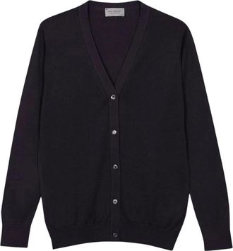 John Smedley Yasmin Cardigan - Dames - Vesten - Blauw - S - Katoen - Truien & Vesten