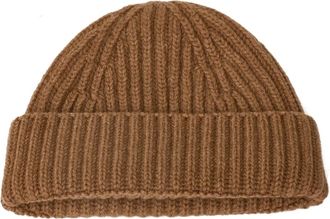 Aragona Cashmere Rib Beanie - Dames - Hoeden - Bruin - ONE Size - Kasjmier - Accessoires