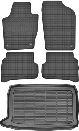 OEM Volkswagen Polo V Hatchback De 2009-2017 Set - Alfombrillas De Goma Para Coche + Alfombrilla Para Maletero