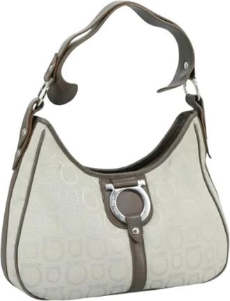 Ferragamo Tweedehands Canvas handtassen - Dames - Vintage Schoudertas - Grijs - ONE Size - Vintage