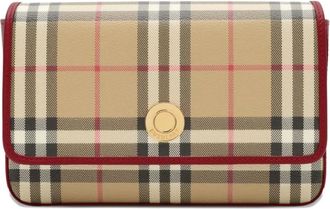 Burberry Hampshire check leather trim bag - women - Polyester/Polyester/Cotton/Cotton/Calf Leather - One Size - Neutrals
