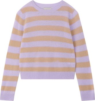 JUMPER 1234 Womens Cashmere Stripe Crew Sweater In Opal