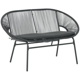 OEM Banco Acapulco Con Reposabrazos Cojines Y Marco De Acero Carga 260 Kg Para Balc&oacute;n Terraza Patio 132x72x83 Cm Negro