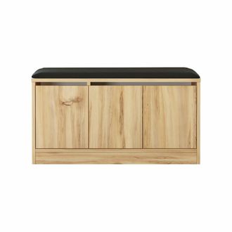 Mobili Rebecca Banco zapatero con asiento y 2 estantes en aglomerado color roble