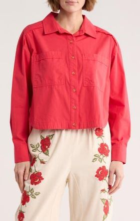 Daniel Rainn Long Sleeve Poplin Button-Up Shirt in Washed Red at Nordstrom Rack, Size X-Large