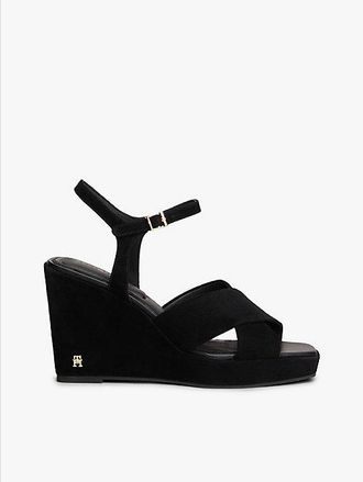 Tommy Hilfiger Sandalias de ante con cu&ntilde;a alta